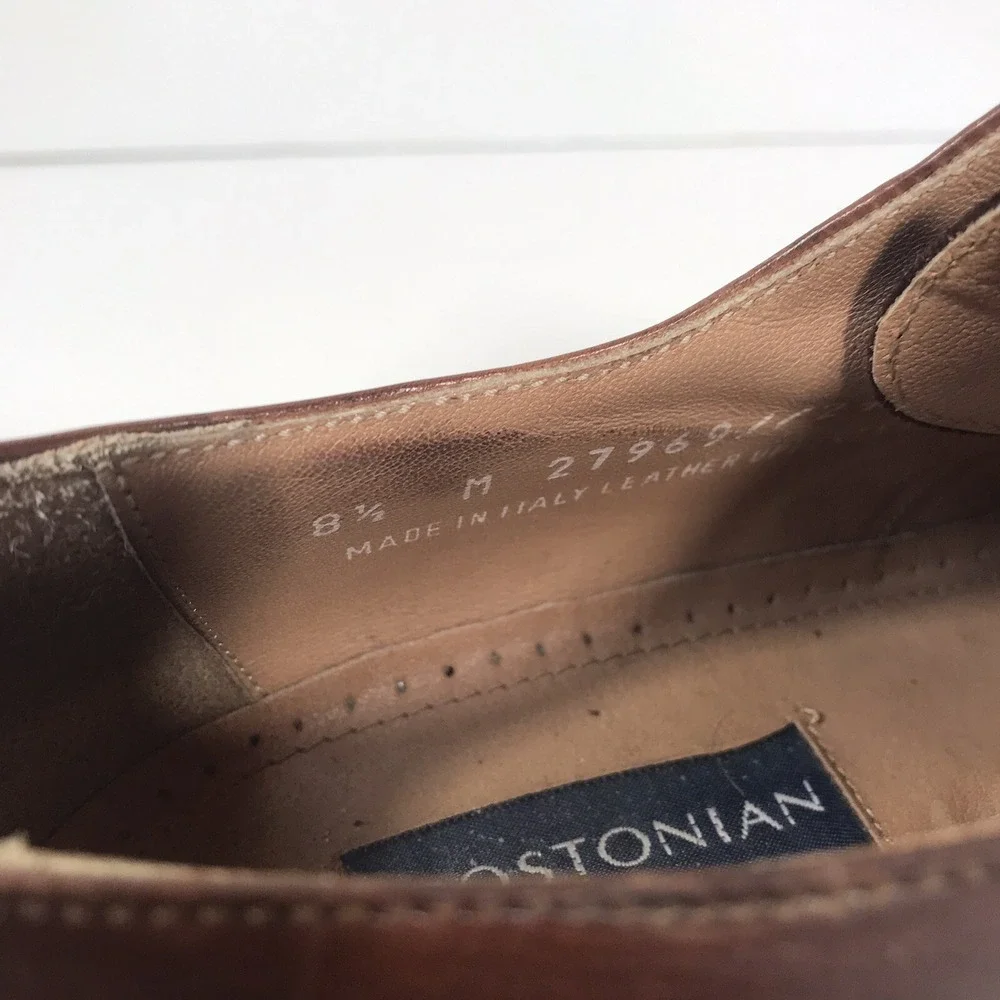 Bostonian Florentine Dress Shoes Men 8.5 M Brown Leather Apron Toe Made in Italy